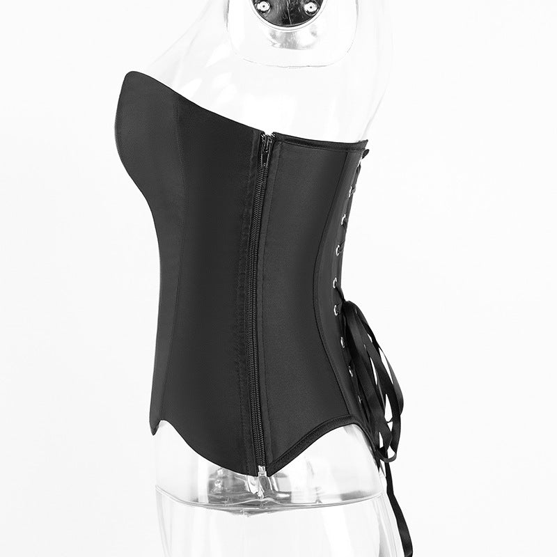 Encrypted Satin 12-Steel-Boned Back Lace-Up Corset