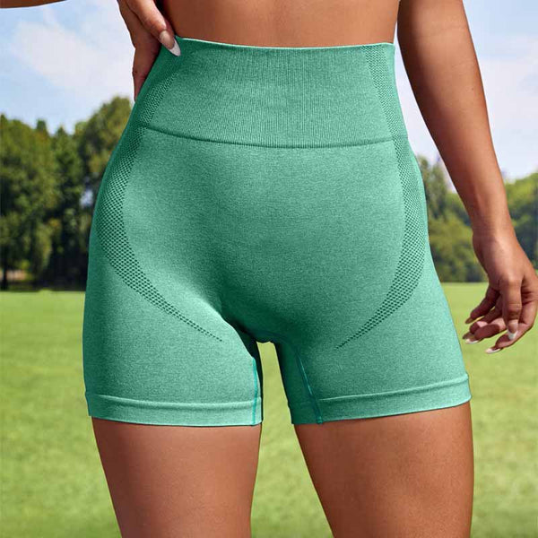 VL | Women Sport Seamless Short Leggings High Waist Elastic Solid Yoga Leggings Ftness Gym Trainning Joggings Pants