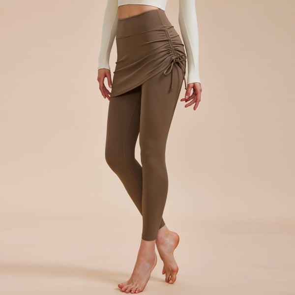 VL | Short Skirt Design Yoga Pants Fake Two-piece Anti-exposure Butt-covering Seamless High-waisted Leggings For Dance Sports Fitness Pants
