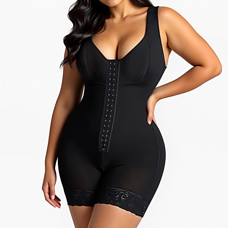 YH | Hook Front Zip Crotch Shaper Bodysuit