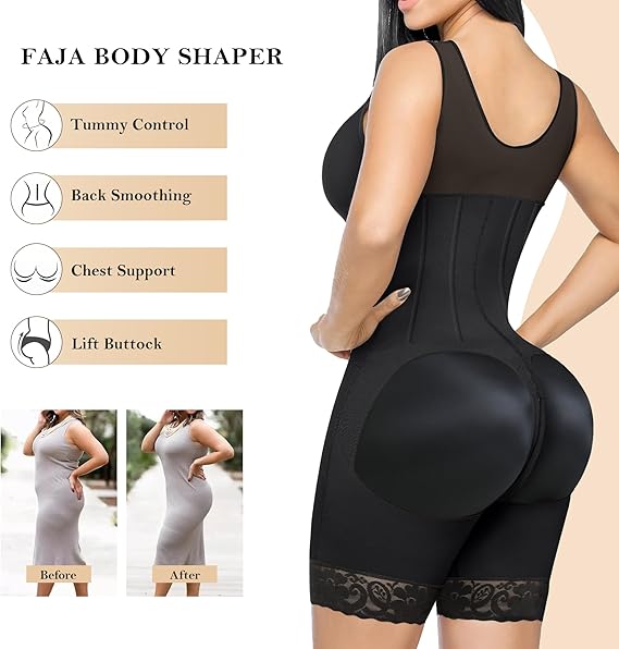 ZG | Overbust Fajas Colombianas Shapewear For Women Tummy Control Body Shaper Girdles Post Surgery Compression Garment