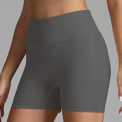 VL | Seamless Yoga Shorts Women Solid Color High Waist Hip-lifting Fitness Pants Running Sweatpants