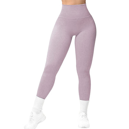 VL | High Waist Seamless Leggings Threaded Knitted Fitness Pants Solid Women's Slimming Sports Yoga Pants Elastic Running Sport Leggings