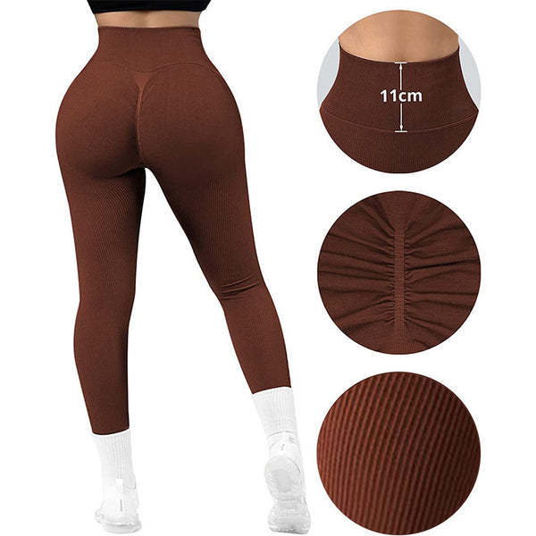 VL | High Waist Seamless Leggings Threaded Knitted Fitness Pants Solid Women's Slimming Sports Yoga Pants Elastic Running Sport Leggings