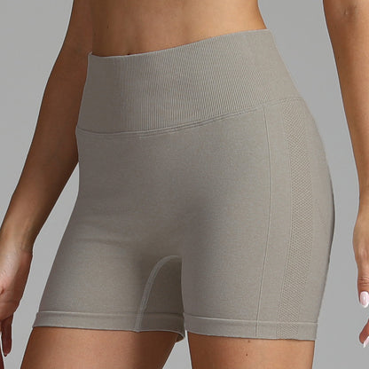 VL | Seamless Yoga Shorts Women Solid Color High Waist Hip-lifting Fitness Pants Running Sweatpants