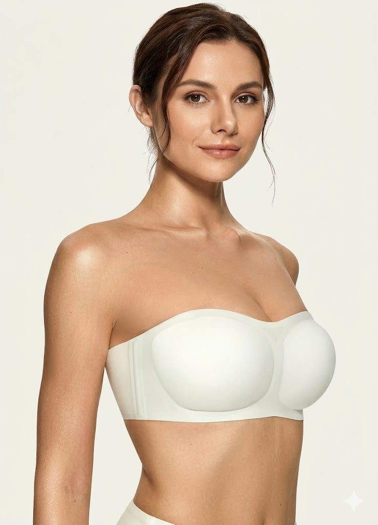 Womens Strapless Bras Push Up Bandeau Bra Non Slip Wireless Supportive Padded Bras Seamless Comfortable Tube Bra