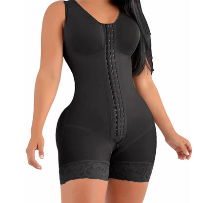 YH | Zip-Crotch 3-Hook Body Shaper Bodysuit – Tummy Control & Butt Lift