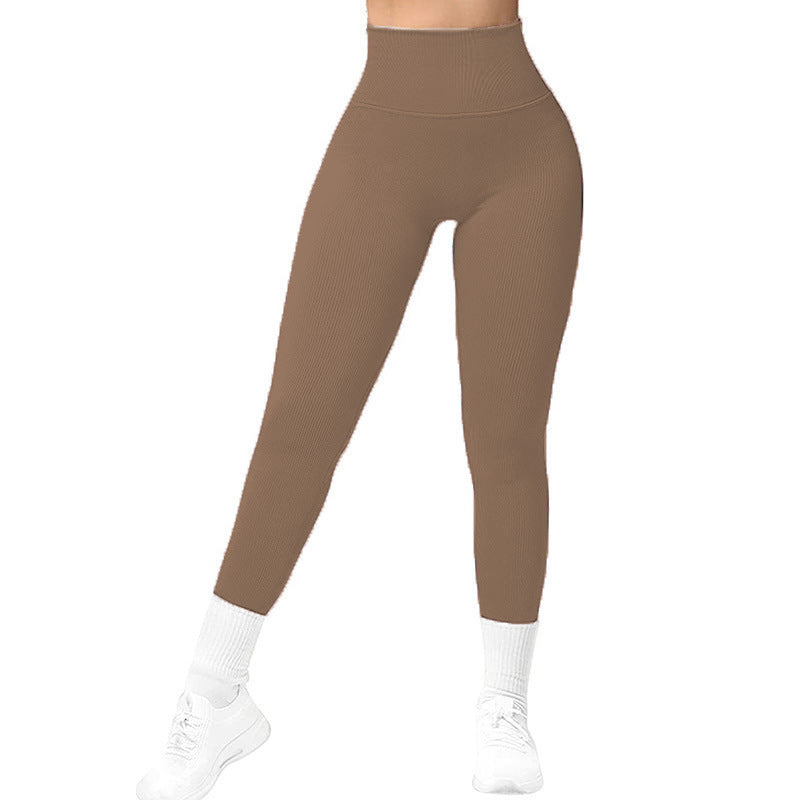 VL | High Waist Seamless Leggings Threaded Knitted Fitness Pants Solid Women's Slimming Sports Yoga Pants Elastic Running Sport Leggings