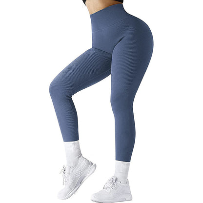VL | High Waist Seamless Leggings Threaded Knitted Fitness Pants Solid Women's Slimming Sports Yoga Pants Elastic Running Sport Leggings