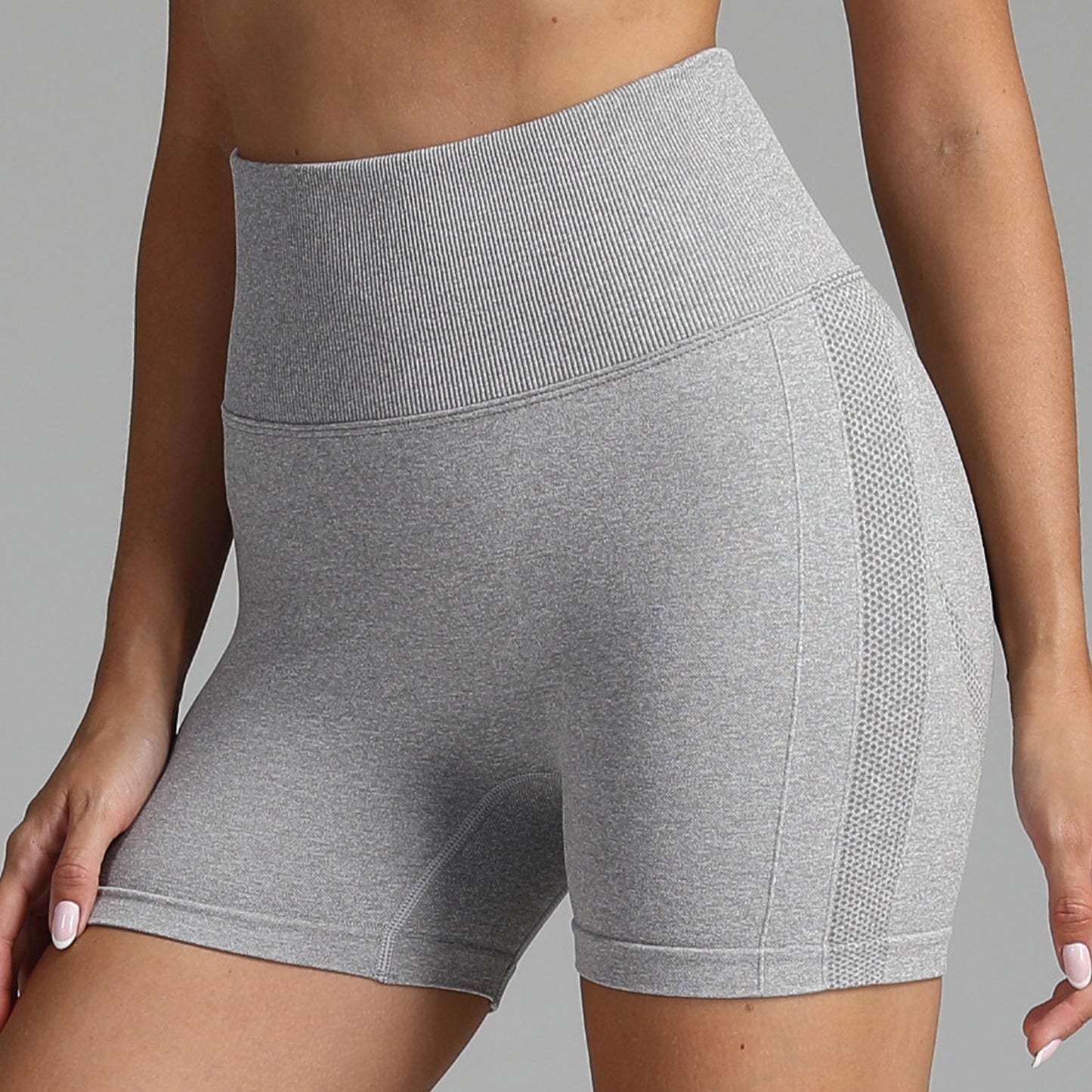 VL | Seamless Yoga Shorts Women Solid Color High Waist Hip-lifting Fitness Pants Running Sweatpants