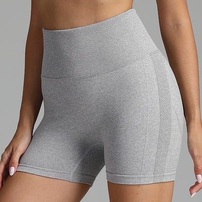 VL | Seamless Yoga Shorts Women Solid Color High Waist Hip-lifting Fitness Pants Running Sweatpants