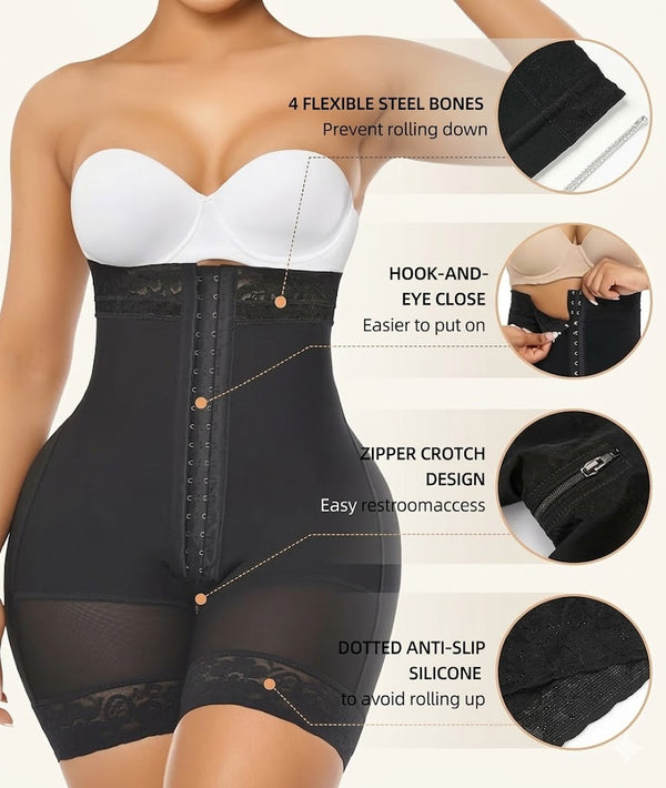 ZG | Tummy Control Shapewear For Women Strapless Fajas Colombianas Body Shaper Shorts Butt Lifter With Zipper Crotch