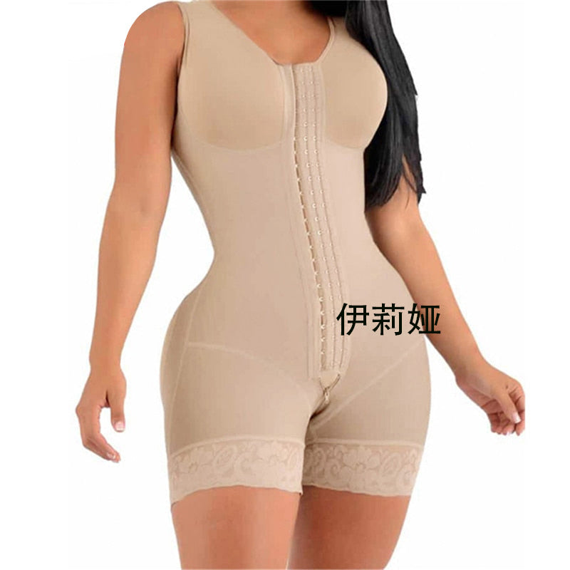 YH | Zip-Crotch 3-Hook Body Shaper Bodysuit – Tummy Control & Butt Lift