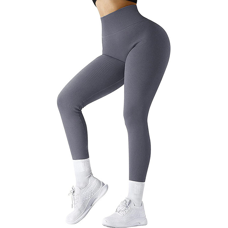 VL | High Waist Seamless Leggings Threaded Knitted Fitness Pants Solid Women's Slimming Sports Yoga Pants Elastic Running Sport Leggings