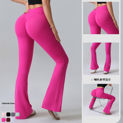VL | Hip-lift Yoga Flared Pants Fitness Sports Wide Leg High Waist Quick Dry Trousers Womens Clothing