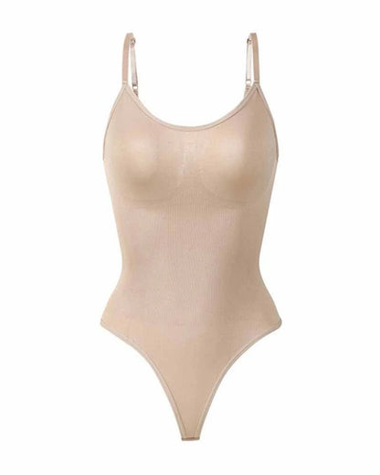 Seamless Tummy Control Round Neck Thong Tank Top Body Shaper Bodysuits
