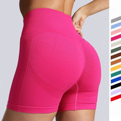 VL | Seamless Yoga Shorts Women Solid Color High Waist Hip-lifting Fitness Pants Running Sweatpants