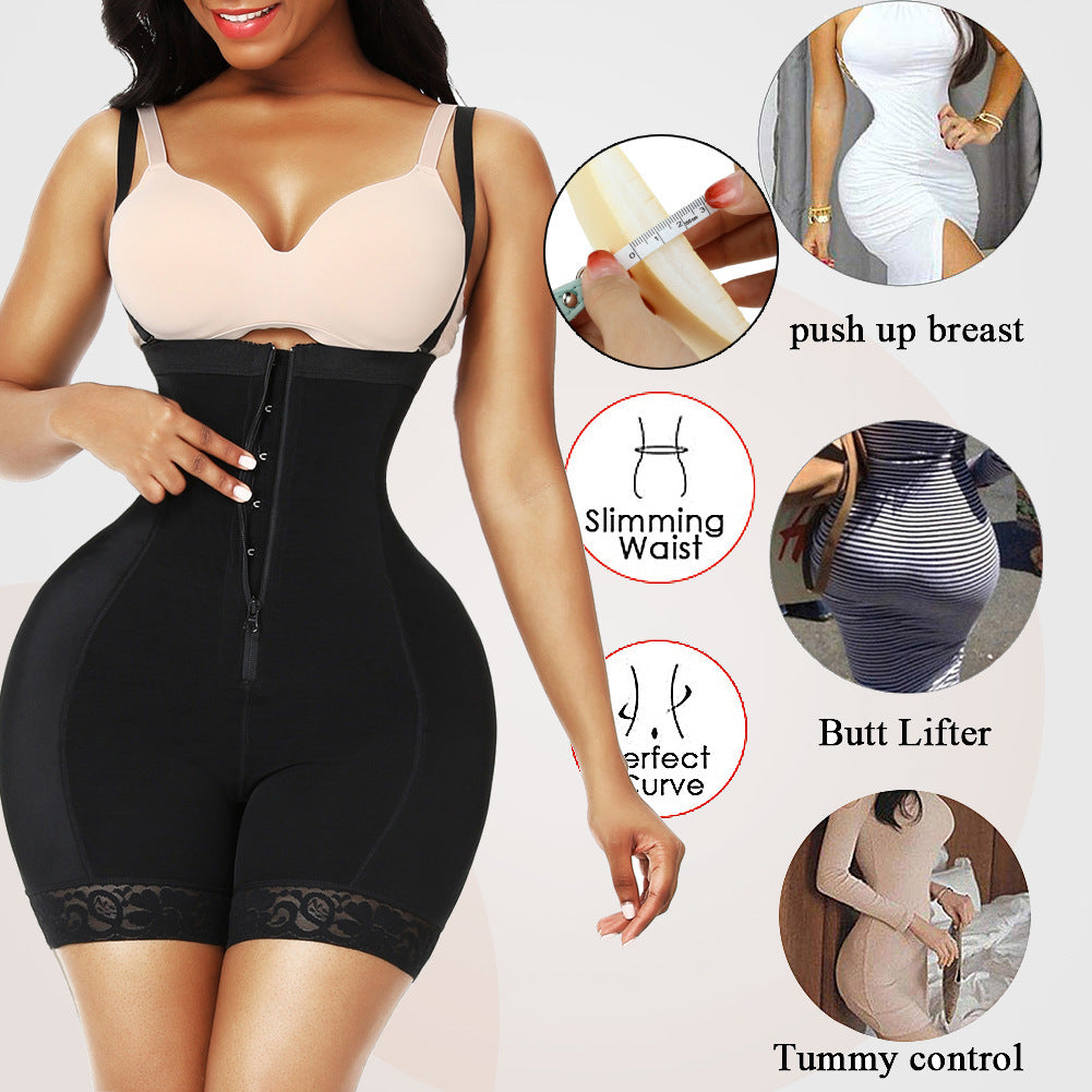 YH | Zip Front Open Bust Shaper Bodysuit