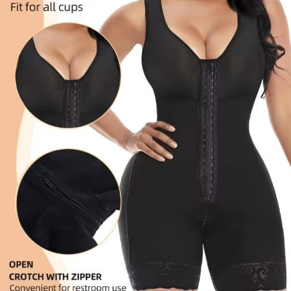 YH | Three Hook Zip Crotch Shaper Bodysuit