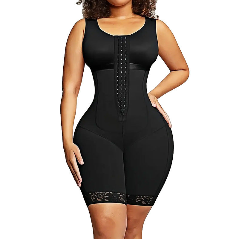 YH | Hook Front Mesh Body Shaper Bodysuit