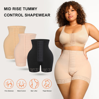 YH | Three Hook Tummy Control Body Shaper Bodysuit