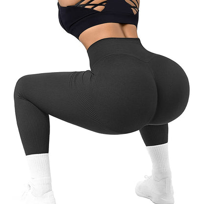 VL | High Waist Seamless Leggings Threaded Knitted Fitness Pants Solid Women's Slimming Sports Yoga Pants Elastic Running Sport Leggings