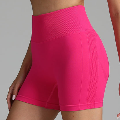 VL | Seamless Yoga Shorts Women Solid Color High Waist Hip-lifting Fitness Pants Running Sweatpants