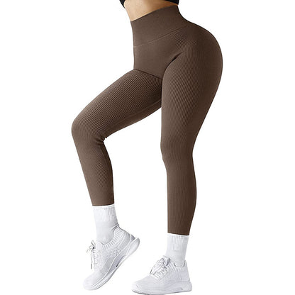 VL | High Waist Seamless Leggings Threaded Knitted Fitness Pants Solid Women's Slimming Sports Yoga Pants Elastic Running Sport Leggings