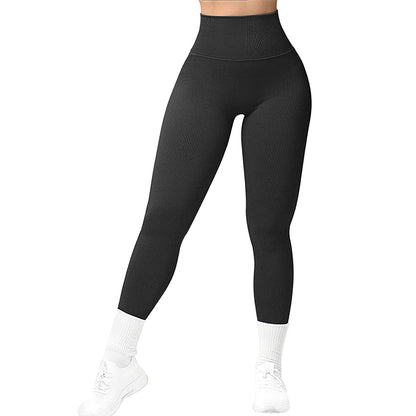 VL | High Waist Seamless Leggings Threaded Knitted Fitness Pants Solid Women's Slimming Sports Yoga Pants Elastic Running Sport Leggings