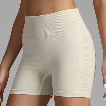 VL | Seamless Yoga Shorts Women Solid Color High Waist Hip-lifting Fitness Pants Running Sweatpants