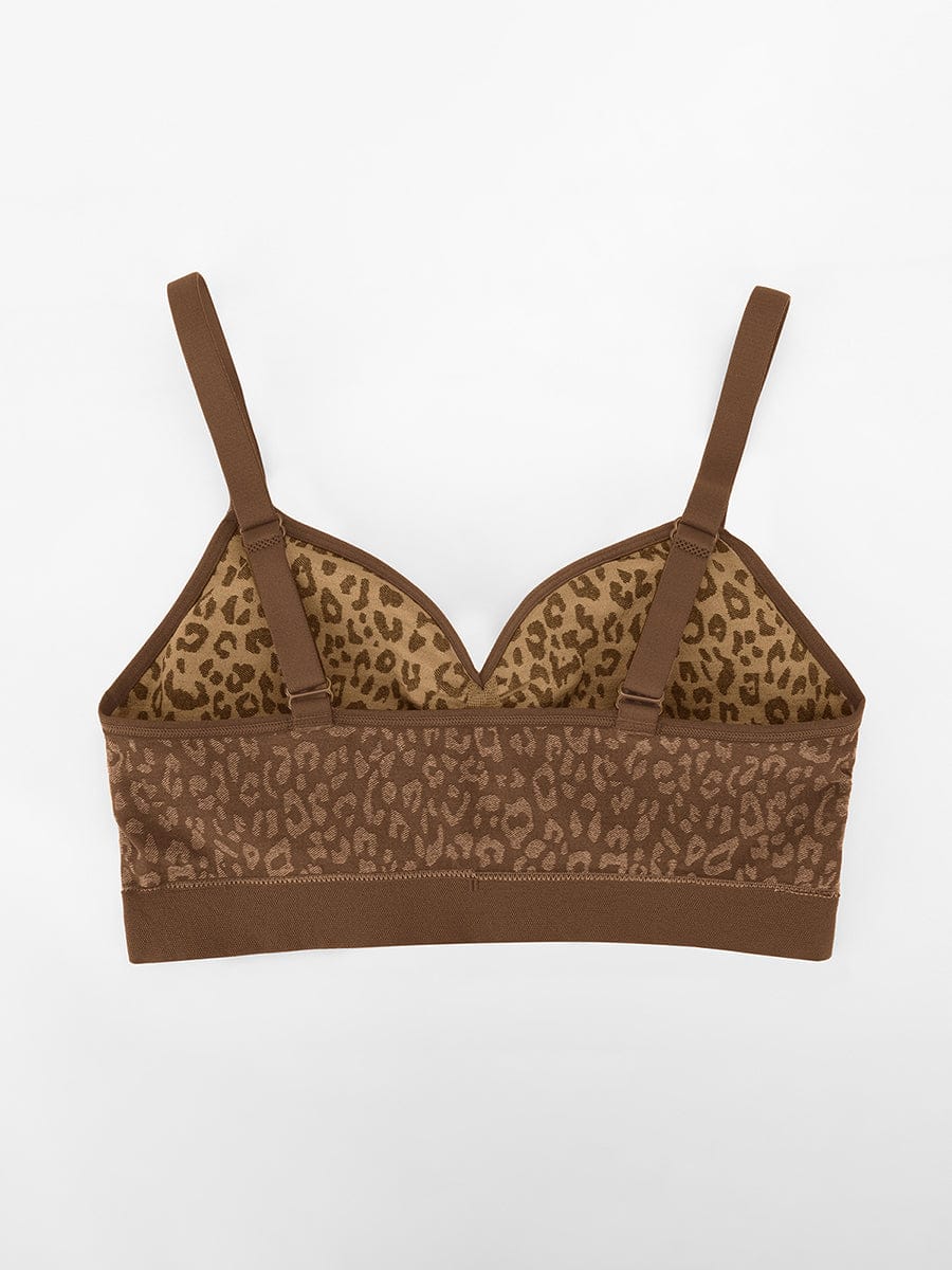 Wholesale Seamless Leopard Print Bust Support Bra with Adjustable Straps