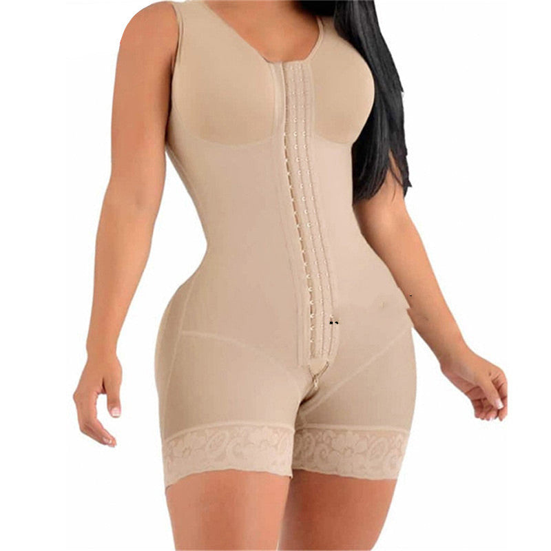 YH | Zip-Crotch 3-Hook Body Shaper Bodysuit – Tummy Control & Butt Lift