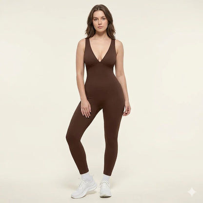 Deep V Shapewear With Chest Support Breathable High-Waisted Tummy Control Jumpsuit