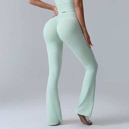 VL | Hip-lift Yoga Flared Pants Fitness Sports Wide Leg High Waist Quick Dry Trousers Womens Clothing