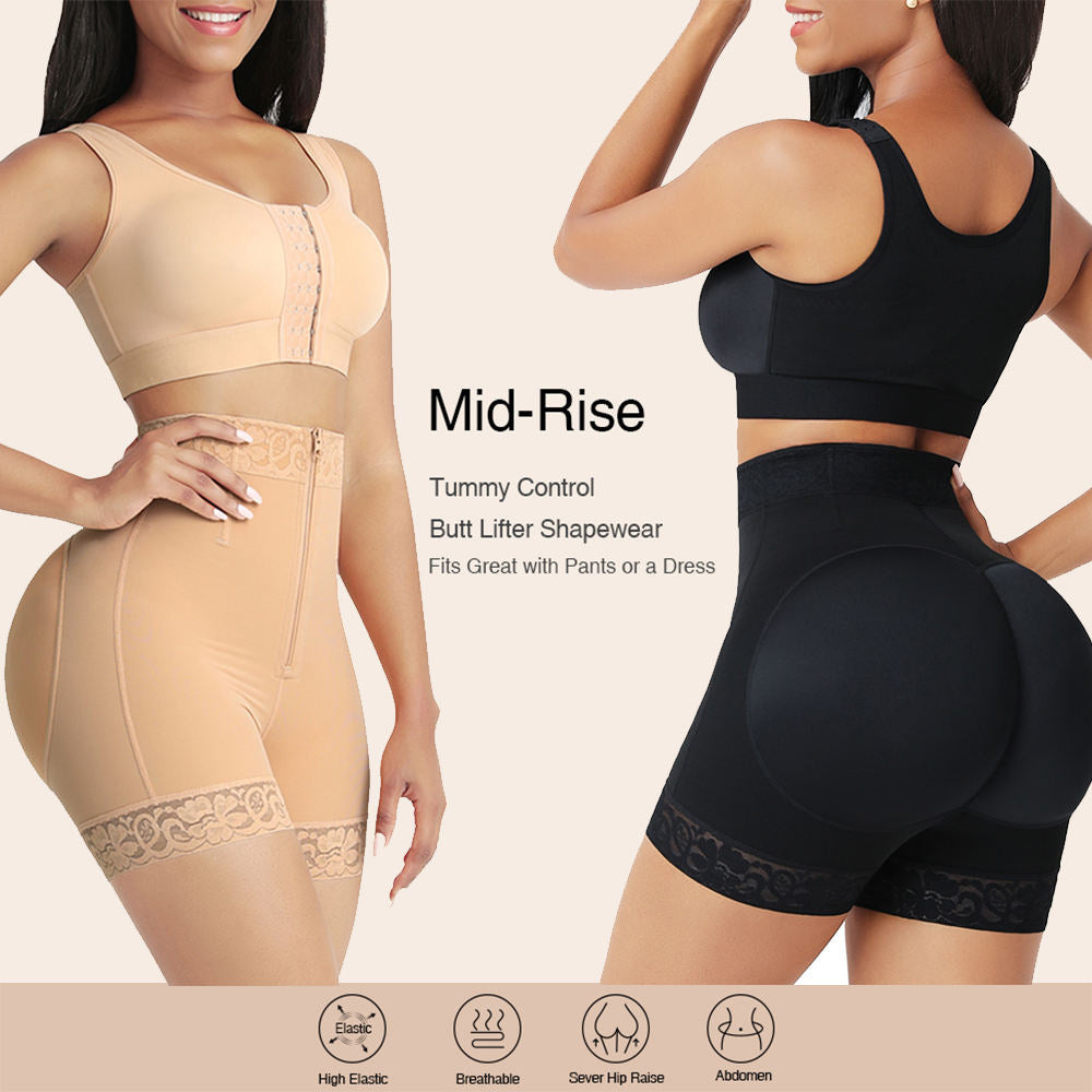 High Waist Zipper Shaping Shorts