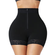 Black High Waist Zipper Shaping Shorts