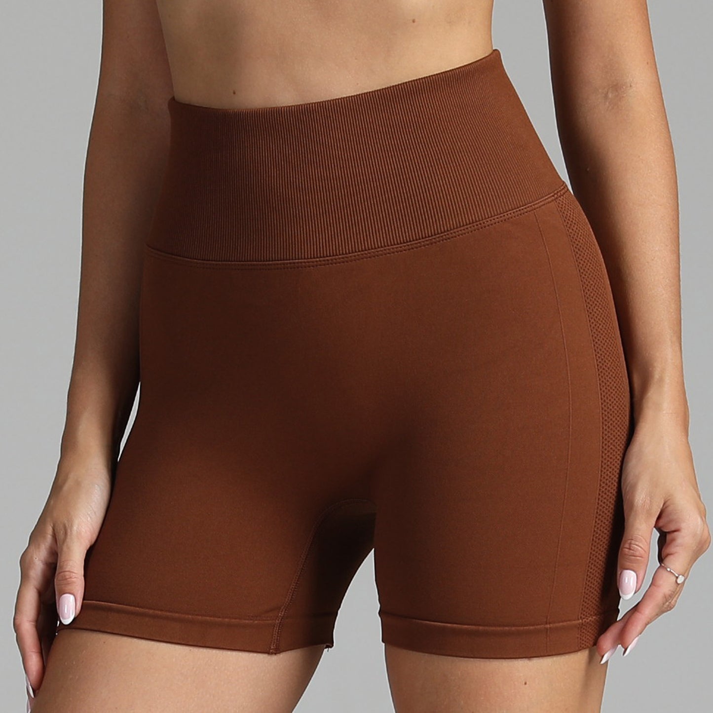 VL | Seamless Yoga Shorts Women Solid Color High Waist Hip-lifting Fitness Pants Running Sweatpants