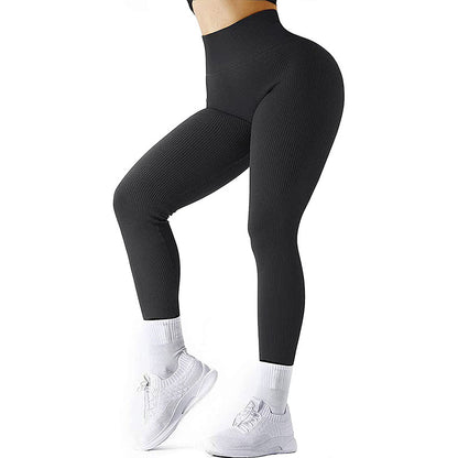 VL | High Waist Seamless Leggings Threaded Knitted Fitness Pants Solid Women's Slimming Sports Yoga Pants Elastic Running Sport Leggings