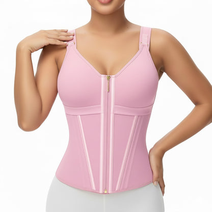 Shapewear Slimming Tummy Control Bodysuit Womens Sports Zippered Shaper Enhanced Three-Row Button Vest