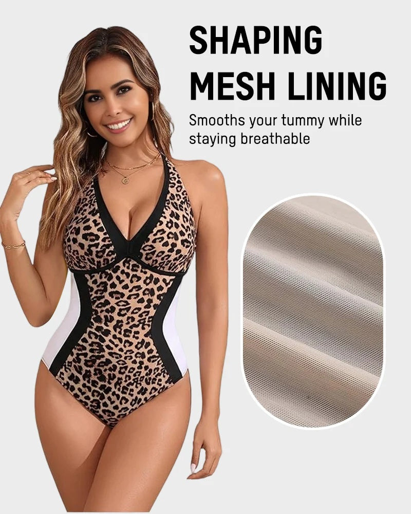 Color Block Tummy Control One-Piece Swimsuit