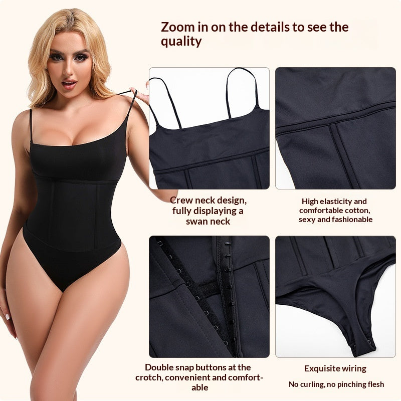 Strap Corset With A Single Row Of Buttons For Shaping The Waist