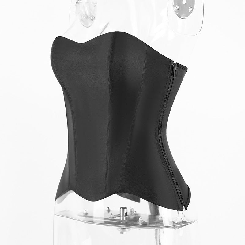 Encrypted Satin 12-Steel-Boned Back Lace-Up Corset
