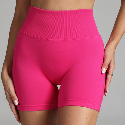 VL | Seamless Yoga Shorts Women Solid Color High Waist Hip-lifting Fitness Pants Running Sweatpants
