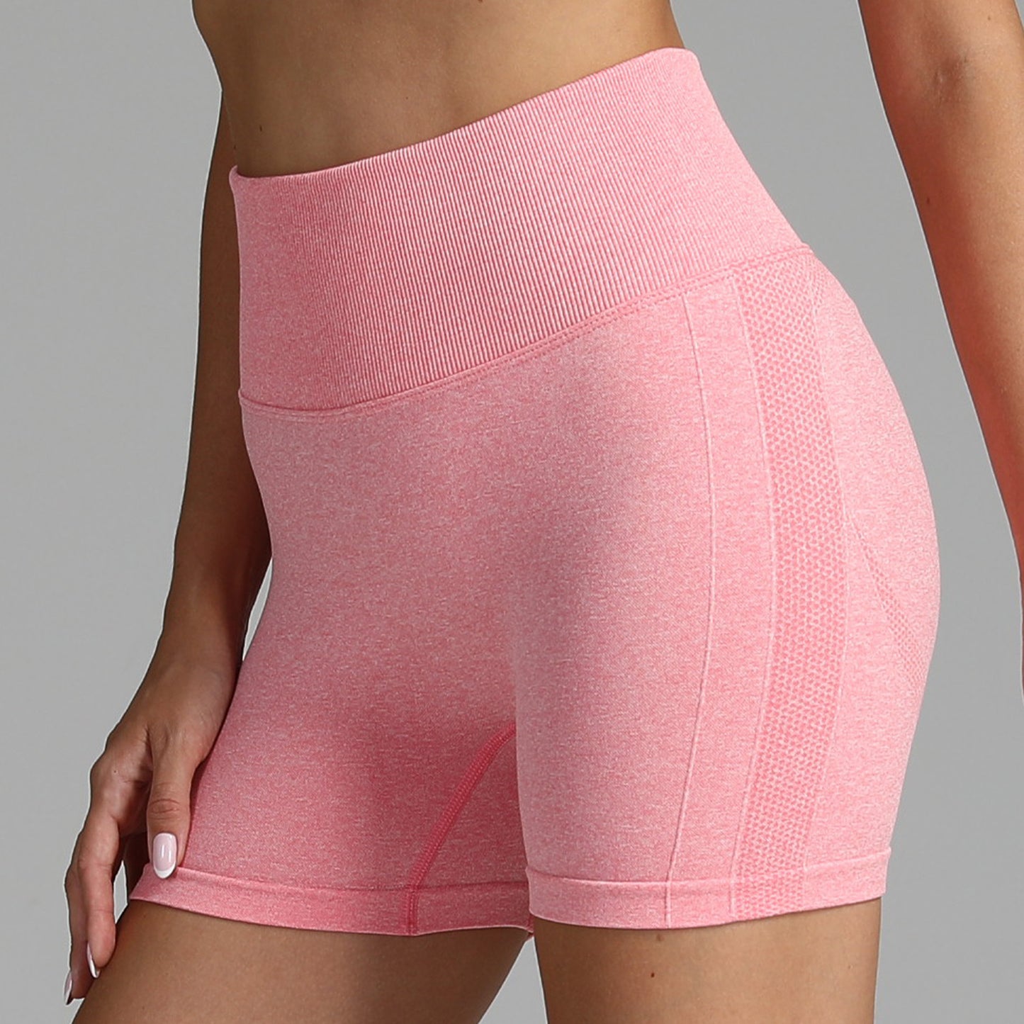 VL | Seamless Yoga Shorts Women Solid Color High Waist Hip-lifting Fitness Pants Running Sweatpants