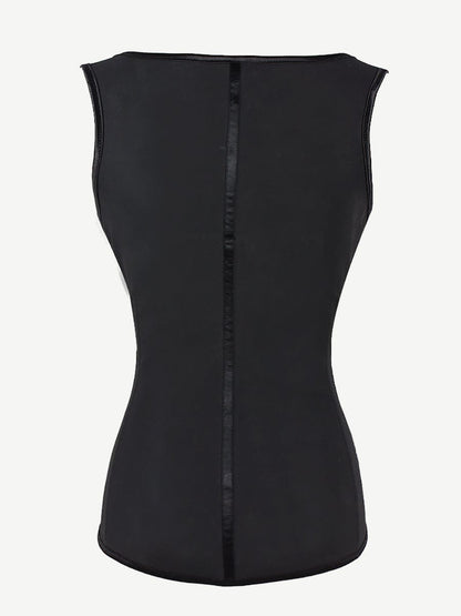 Women Latex Corset Waist Cincher Vest with 4 Row Hook Black Plus Size